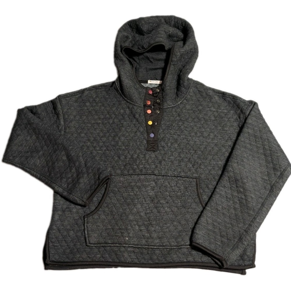 Marine Layer‎ Women's Corbet Quilted Hoodie Gray Snap Pullover Size L